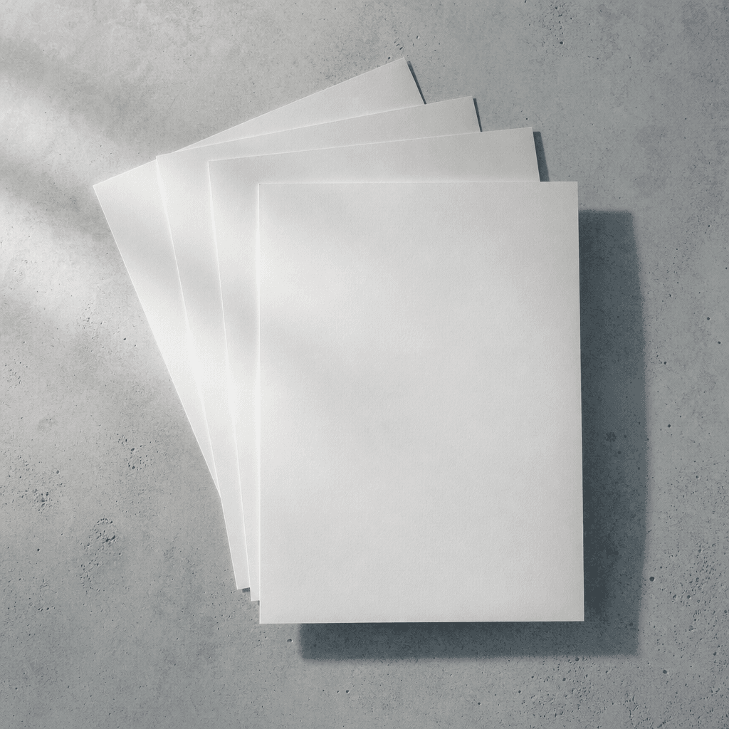 One sheet of paper resting on four fainter copies fanned out beneath it.
